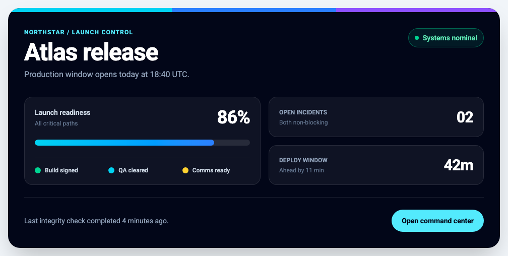 Launch command rendered in a browser with Tailwind CSS